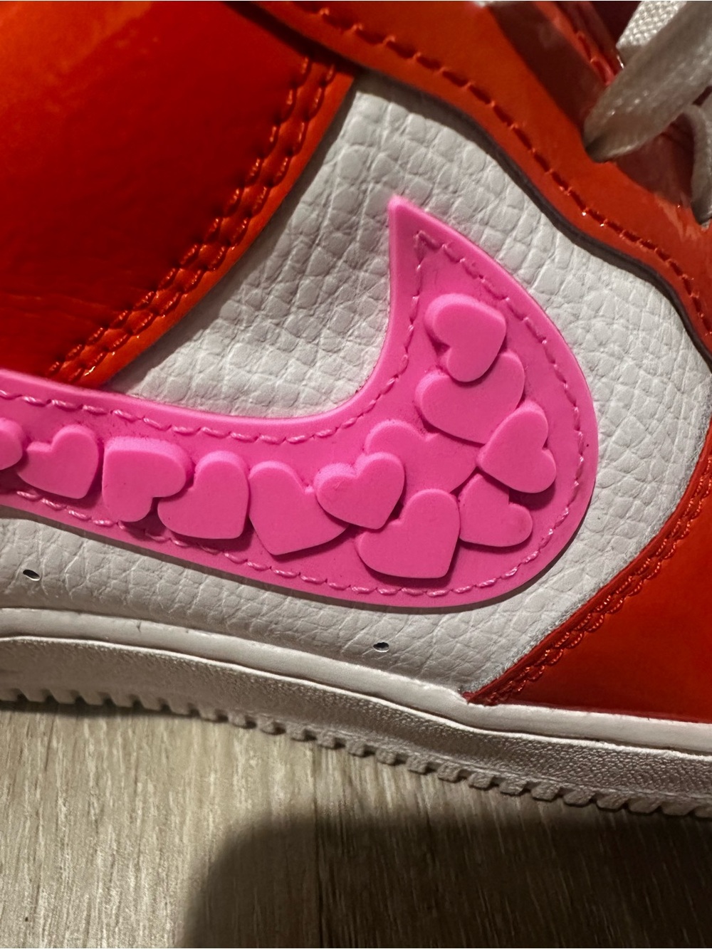 Nike woman red & Pink Heart Swoosh Low-Top Sneakers - Picture 3 of 7
